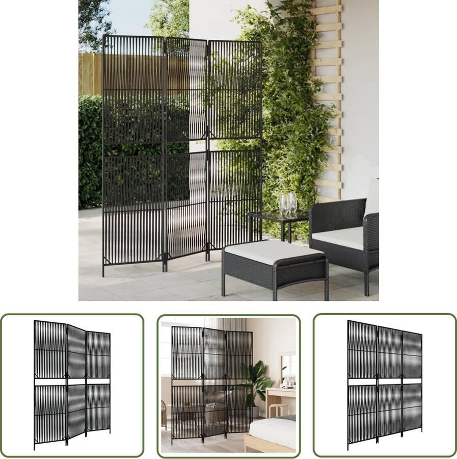The Living Store Kamerscherm Poly Rattan 147 x 180 cm Duurzaam en Flexibel Kamerscherm Poly Rattan Kamerscheiding Privacy Scherm Scheidingswand