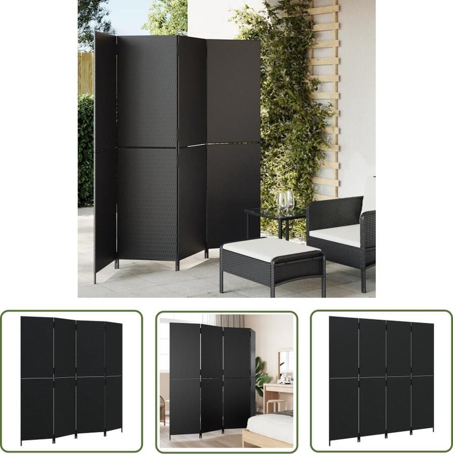The Living Store Kamerscherm Poly Rattan 196 x 180 cm Weerbestendig en Duurzaam Kamerscherm Poly Rattan Kamerscheiding Privacy Scherm Scheidingswand