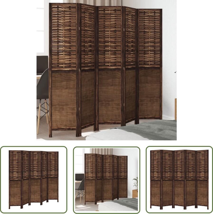 The Living Store Kamerscherm Bamboe 175-180 x 180 cm Donkerbruin met verbrande uitstraling