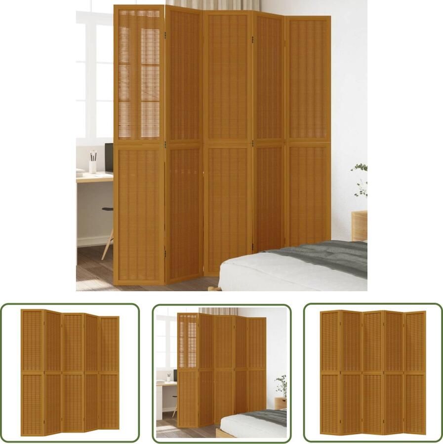 The Living Store Kamerscherm Bamboe 175-180 x 220 cm Duurzaam en flexibel opvouwbaar Kamerscherm Privacy Scherm Bamboe Kamersscherm Houten Kamersscherm Paulownia Hout