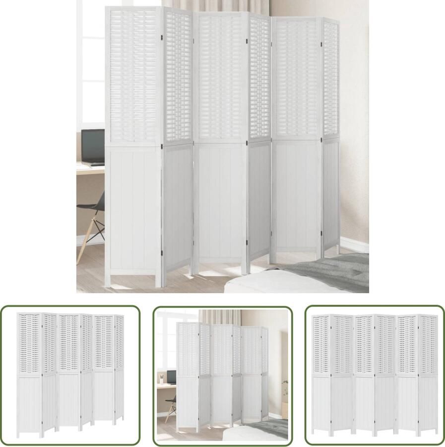 The Living Store Kamerscherm Bamboe en Massief Paulowniahout 210-215 x 200 cm Flexibel vouwbaar