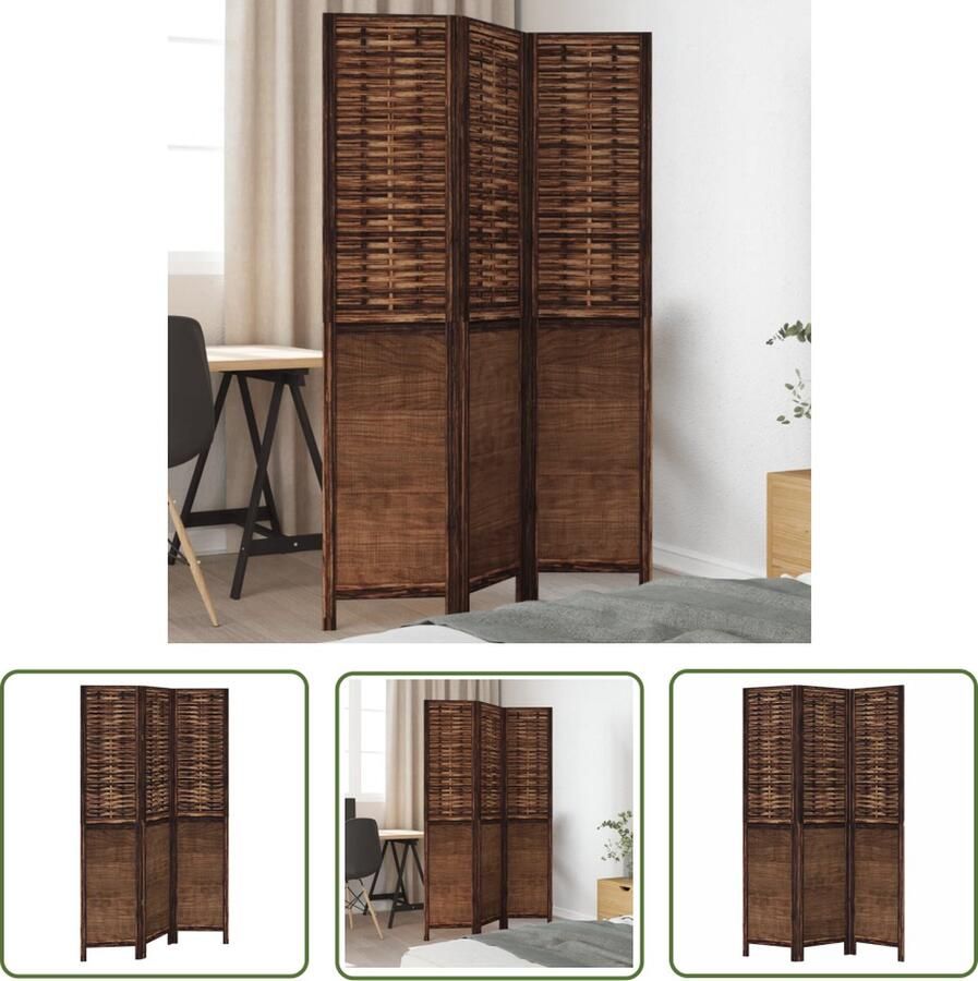 The Living Store Kamerscherm Bamboe Hout 105-110 x 180 cm Donkerbruin