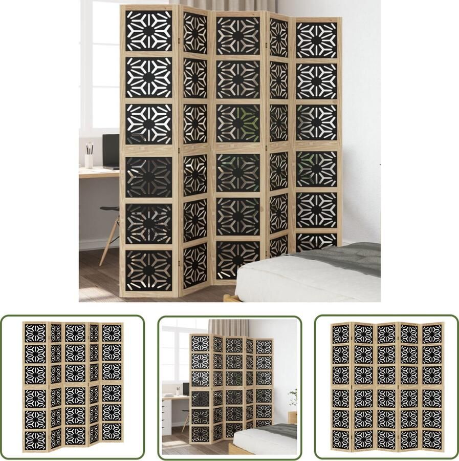 The Living Store Kamerscherm Bewerkt Hout 175-180 x 200 cm Branded Look