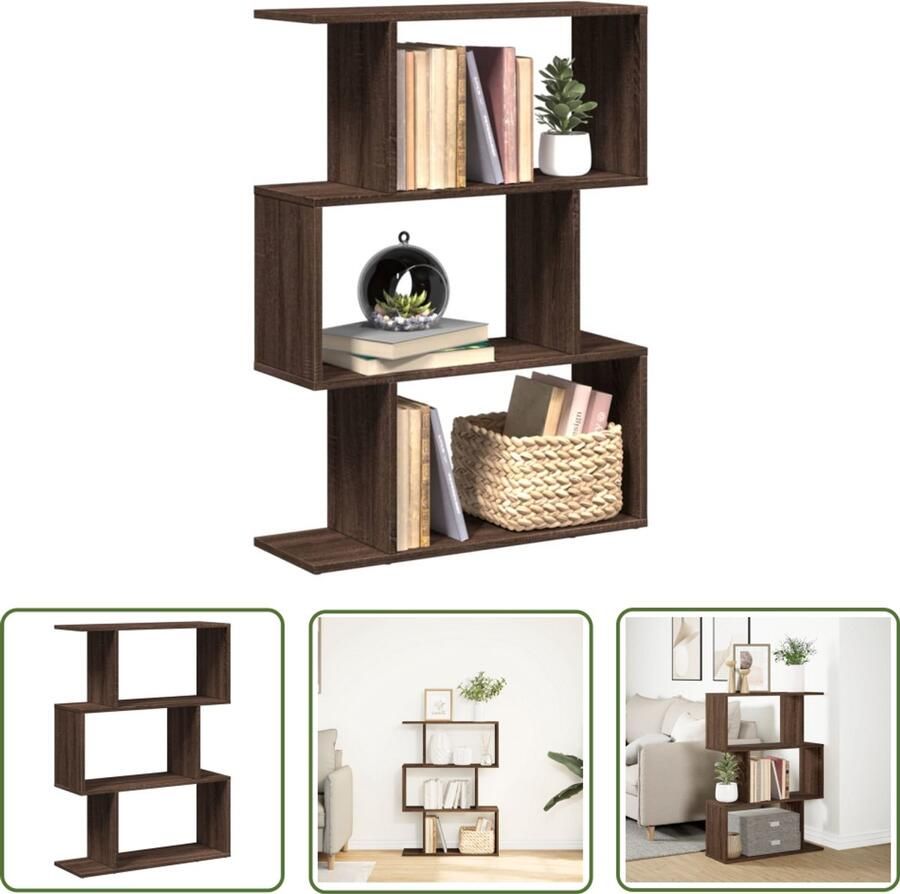 The Living Store Kamerscherm boekenkast 3-laags 70x24x97 cm hout bruin eiken Boekenkast Kamerscherm Houten Boekenkast Opbergkast Design Boekenkast