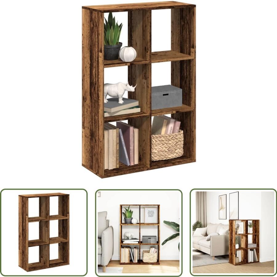 The Living Store Kamerscherm boekenkast 69 5x29x103 5 cm hout oud houtkleurig Boekenkast Houten Boekenkast Opbergkast Kamerscheider Vintage Boekenkast