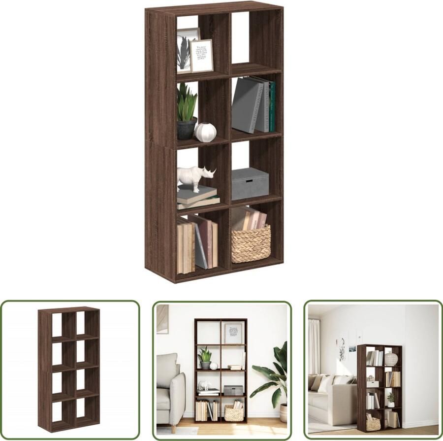 The Living Store Kamerscherm boekenkast 69 5x29x137 5 cm hout bruin eikenkleur Boekenkast Houten Boekenkast Opbergkast Kamerscherm Design Boekenkast