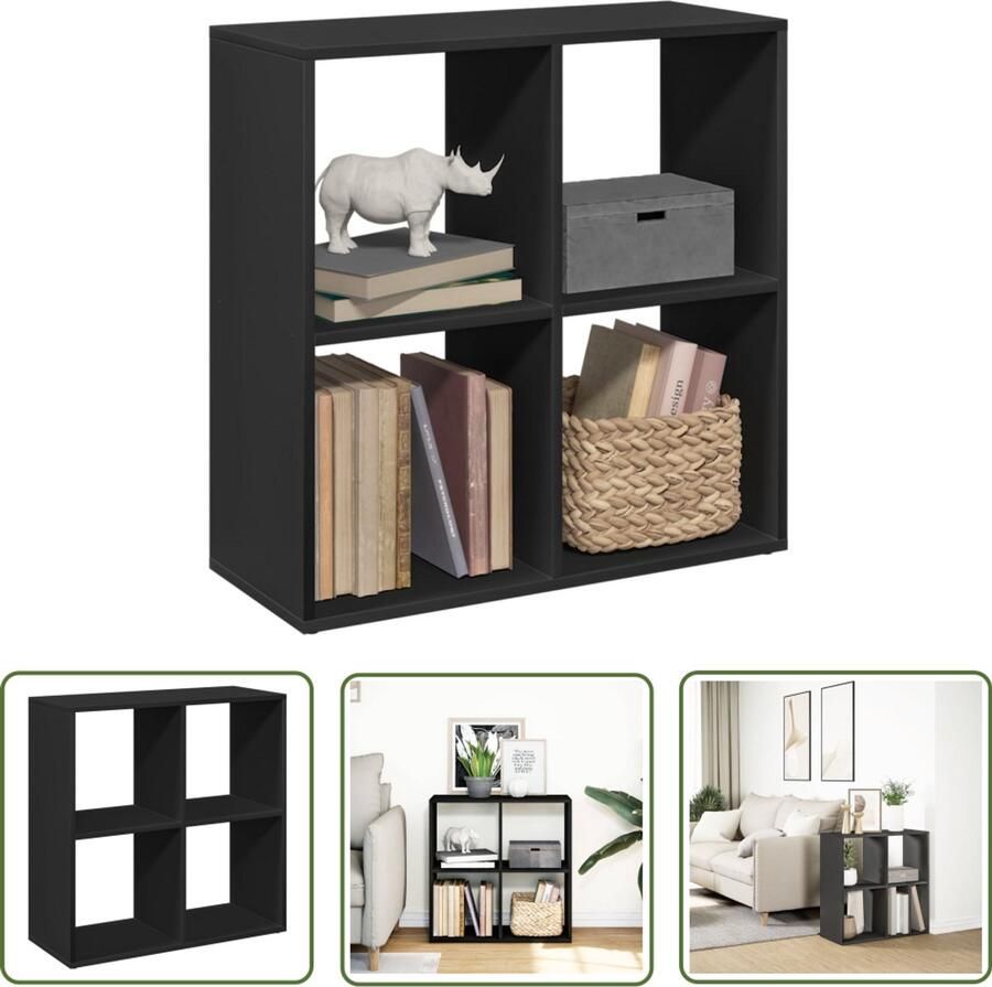 The Living Store Kamerscherm boekenkast 69 5x29x69 5 cm bewerkt hout zwart Boekenkast Houten Boekenkast Opbergkast Kamerscheider Design Boekenkast