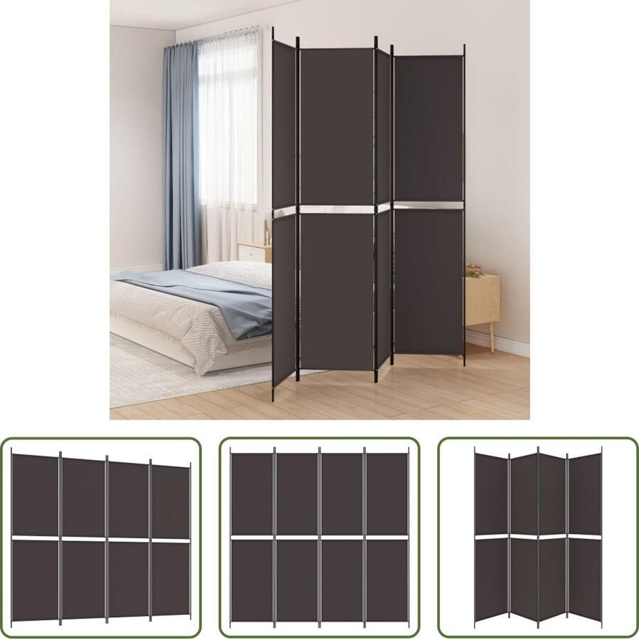 The Living Store Kamerscherm Bruin 200 x 220 cm 100% polyester Inklapbaar