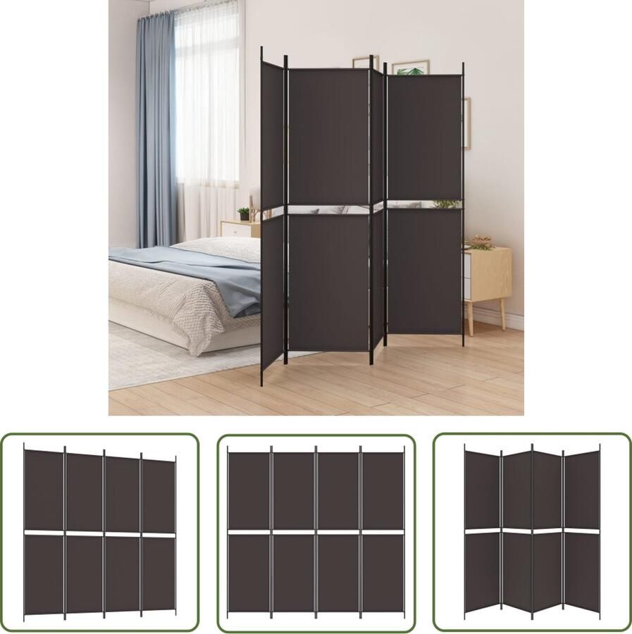 The Living Store Kamerscherm Bruin 200x200 cm Inklapbaar