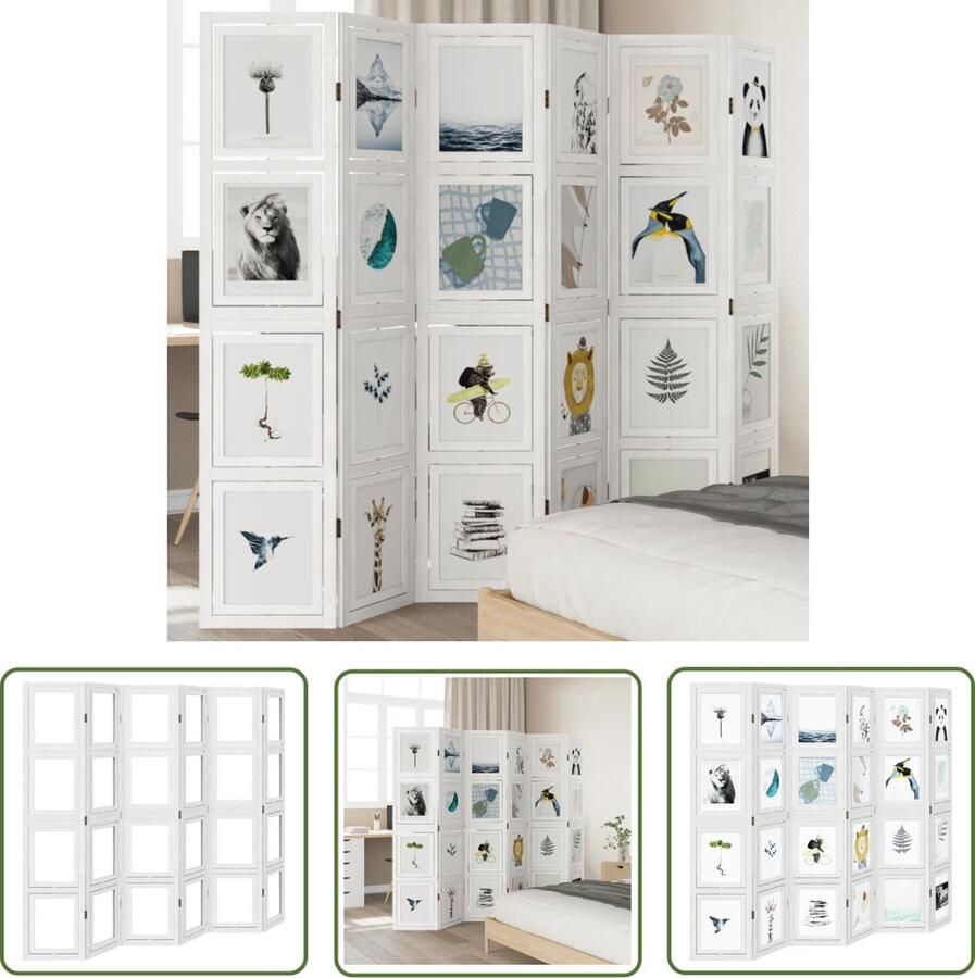 The Living Store Kamerscherm Massief Paulowniahout 6 Panelen 210-215 x 180 cm Flexibel vouwbaar Kamerscherm Paulownia Hout Scheidingswand Privacy Screen Wanddecoratie