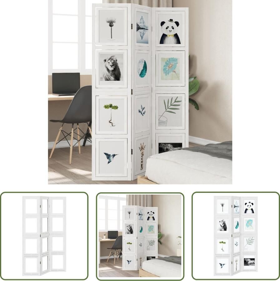 The Living Store Kamerscherm Massief Paulowniahout Paneel 105-110x180cm Wit Praktisch 3-Delig Scharnierontwerp Kamerscherm Paulownia Hout Privacy Scherm Wandafscheiding Interieurdecoratie