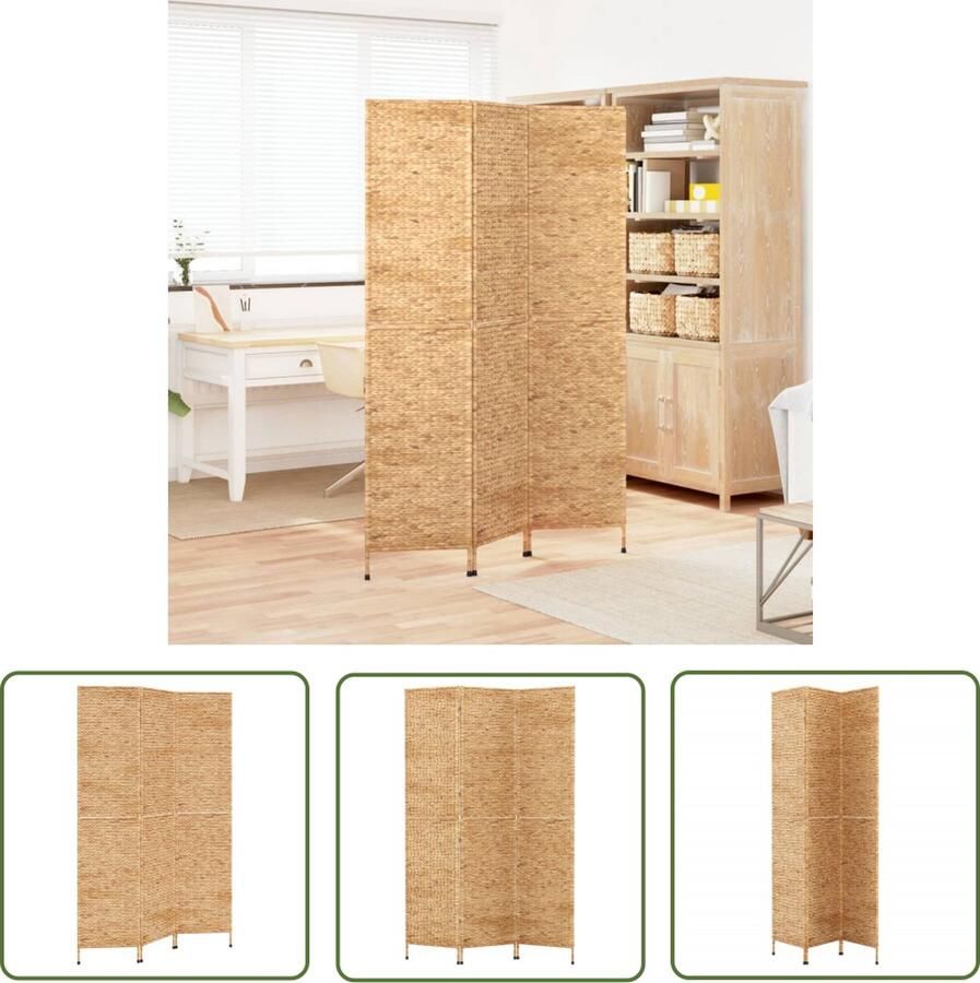 The Living Store Kamerscherm Waterhyacint Landelijke stijl 122x180 cm Inklapbaar 3 panelen Kamerscherm Watershyacinth Landelijk Privacy Screen Scheidingswand