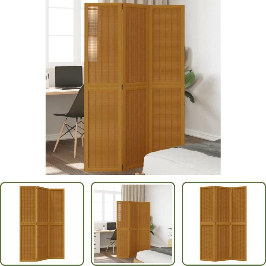 The Living Store Kamerscherm Bamboe 105-110 x 180 cm Duurzaam en stabiel Kamerscherm Bamboe Paulownia Hout Privacy Screen Wandafscheiding