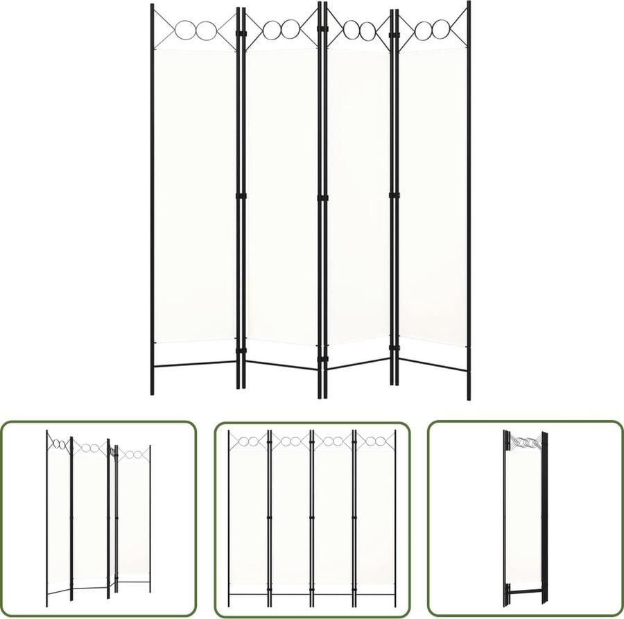 The Living Store Ruimteverdeler 4 panelen 160 x 180 cm Crèmewit Ruimtescheider Kamerscherm Privacy Screen Wandafscheiding Interieurbouw