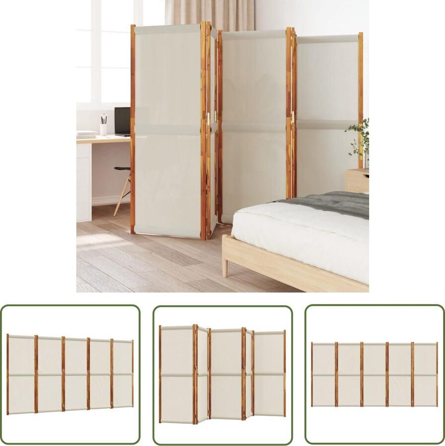 The Living Store Scheidingswand Acaciahout 350 x 180 cm Lichtgrijs Kamerscherm Scheidingswand Woonaccessoires Meubilair Acacia Hout