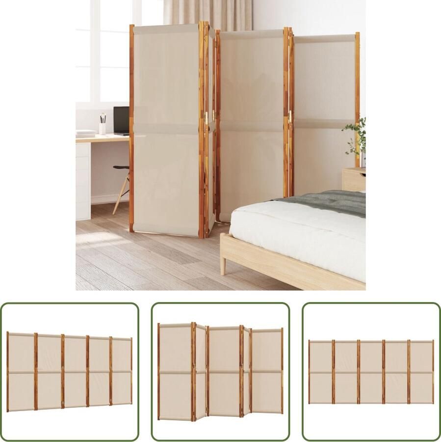 The Living Store Kamerscherm Acaciahout Taupe 350 x 180 cm Weerbestendig en Opvouwbaar Kamerscherm Scheidingswand Privacy Scherm Acacia Hout Taupe