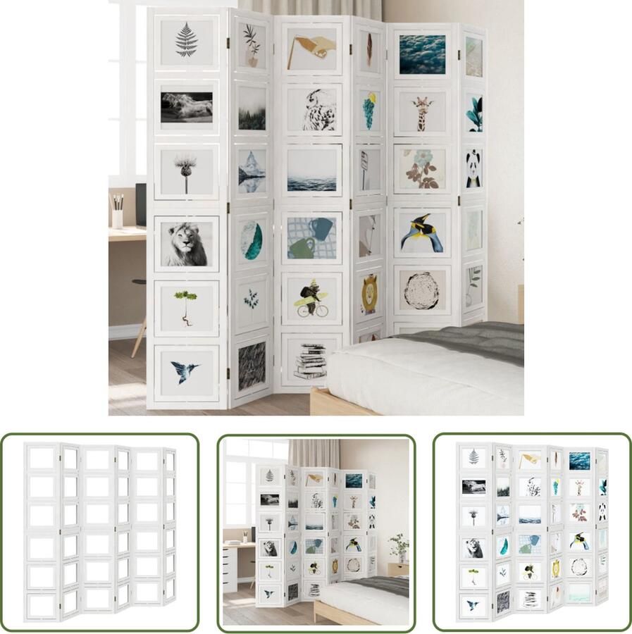 The Living Store Kamerscherm met Massief Paulowniahout 210-215 x 200 cm Flexibel Multifunctioneel Wit Kamerscherm Houten Scherm Privacy Screen Paulownia Hout Interieurdecoratie