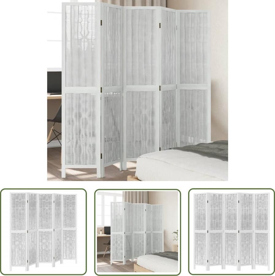 The Living Store Kamerscherm Privacyscherm Wilgentak Paulowniahout 175-180 x 180 cm Stabiel en Duurzaam Kamerscherm Privacy Scherm Scheiding Wand Paulownia Hout Wilgen Tak