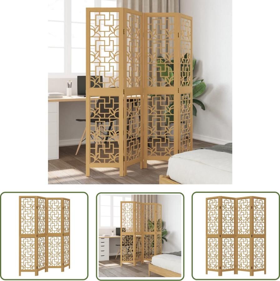 The Living Store Kamerscherm PRIVE Massief Paulowniahout 140-145 x 180 cm Multifunctioneel Kamerscherm Privacy Scherm Scheidingswand Paulowniahout Houten Kamersscherm