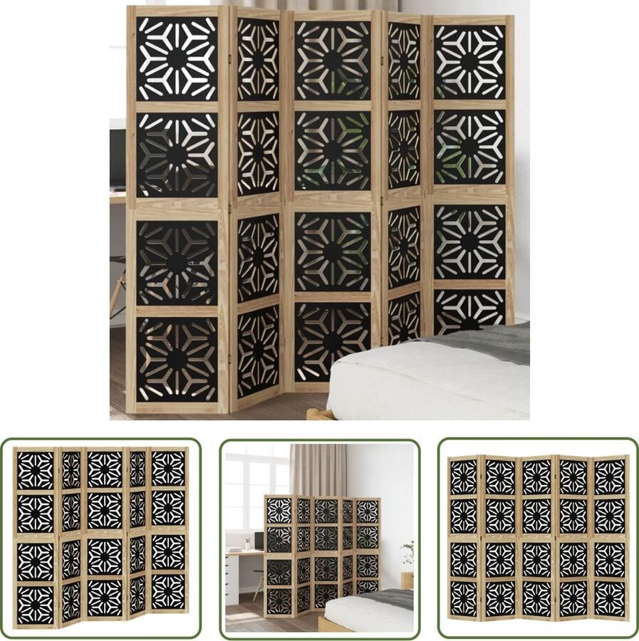 The Living Store Kamerscherm Scheidingswand 175-180 x 160 cm Verbrande uitvoering