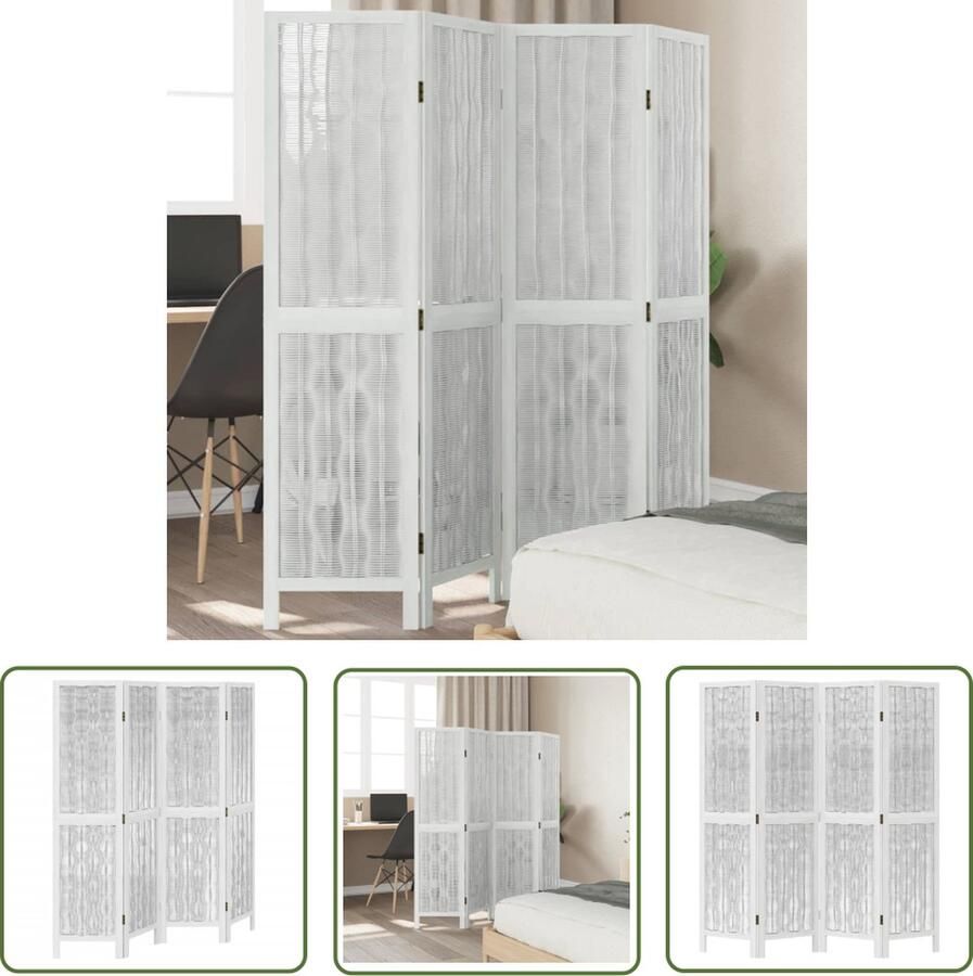 The Living Store Kamerscherm Slaapkamer 140-145 x 160 cm Wilgentak Paulowniahout Kamerscherm Privacy Scherm Wandafscheiding Paulownia Hout Houten Kamersscherm