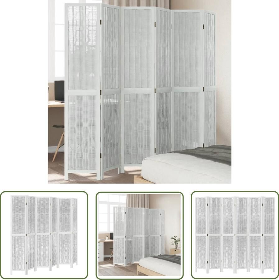 The Living Store Kamerscherm Wilgentak 6 Panelen 210-215 x 200 cm Massief paulowniahout Kamerscherm Wandafscheider Privacy Screen Houten Schermen Paulownia Hout