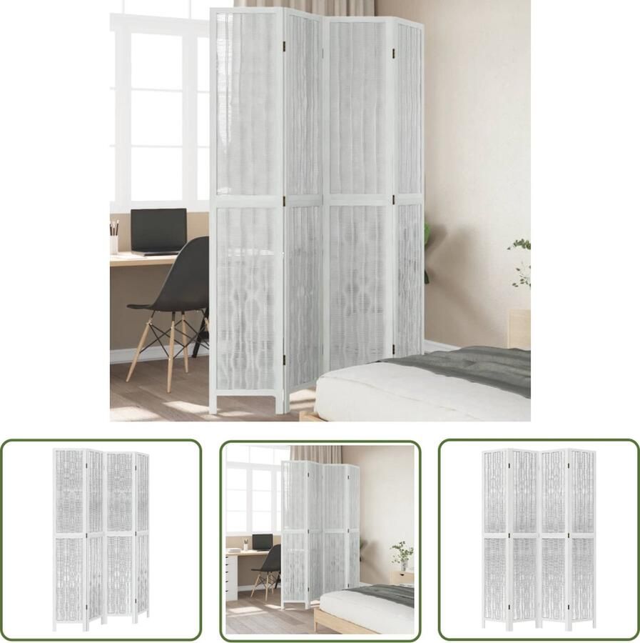 The Living Store Kamerscherm Wilgentakken 140-145 x 220 cm Paulowniahout Duurzaam Stabiel en Flexibel voor Privéruimte Kamerscherm Wandafscheiding Privacy Screen Houten Kamersscherm Paulownia Hout
