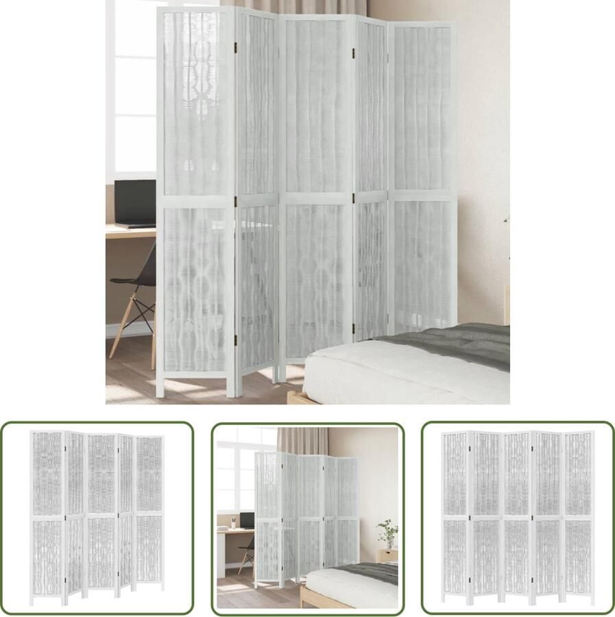 The Living Store Kamerscherm Wilgentakken 175-180 x 200 cm Massief paulowniahout Kamerscherm Wandafscheiding Privacy Screen Houten Kamersscherm Paulownia Hout