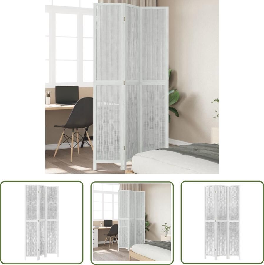 The Living Store Kamerscherm Wilgentakken en Paulowniahout 105-110 x 220 cm Opvouwbaar Kamerscherm Scheidingswand Paulownia Hout Wilgentakken Kamerdecoratie