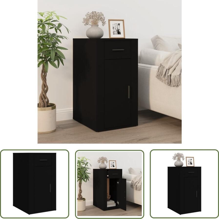 The Living Store Kantoorkast Bureaukast 40x49x75 cm Zwart Kleur - Foto 2