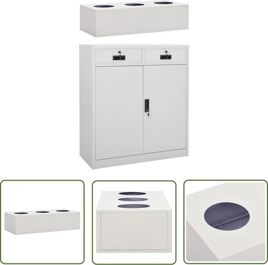 The Living Store Kantoorkast Met Plantenbak 90x40x125 cm Lichtgrijs Staal - Foto 2