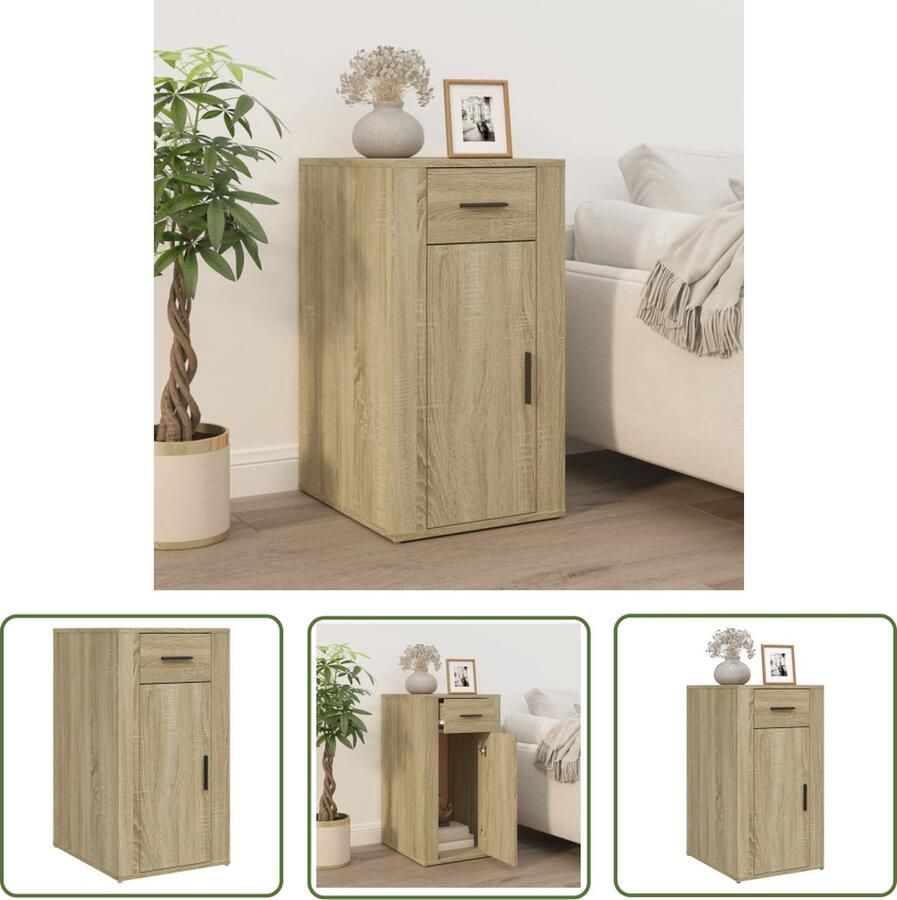 The Living Store Kantoorkast Sonoma Eiken 40x49x75 cm Duurzaam materiaal Kantoor Kast Bureau Kast Houten Kast Sonoma Eiken Bruine Kast - Foto 2