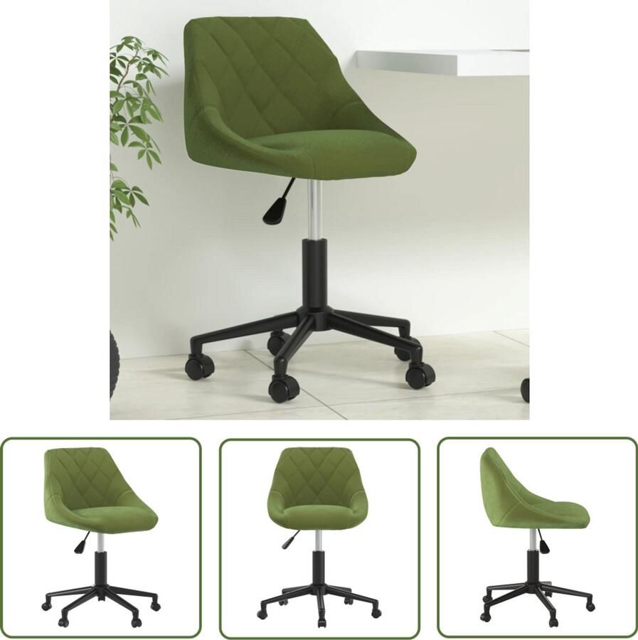 The Living Store Kantoorstoel draaibaar fluweel lichtgroen Kantoorsstoel Bureaustoel Ergonomische Stoel Draaibare Stoel Fluweel Stoel