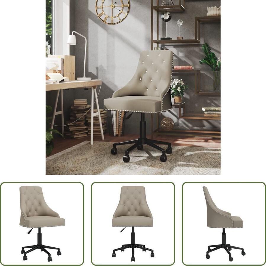The Living Store Kantoorstoel Draaibaar Fluwelen bekleding Lichtgrijs 52 x 57 x (95.5 105.5) cm Gasveermechanisme
