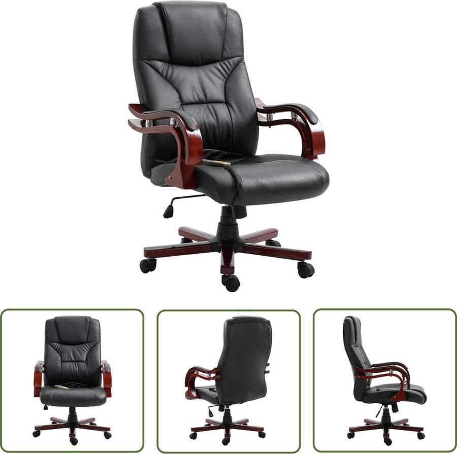 The Living Store Kantoorstoel kunstleer zwart Kantoorstoel Bureaustoel Ergonomische Stoel Massage Stoel Verwarmende Stoel - Foto 2