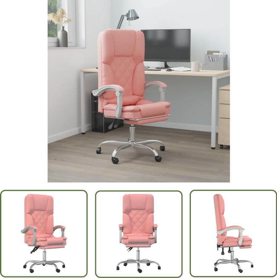The Living Store Kantoorstoel massage verstelbaar kunstleer roze Kantoorstoel Bureaustoel Ergonomische Stoel Verstelbare Stoel Massage Functie