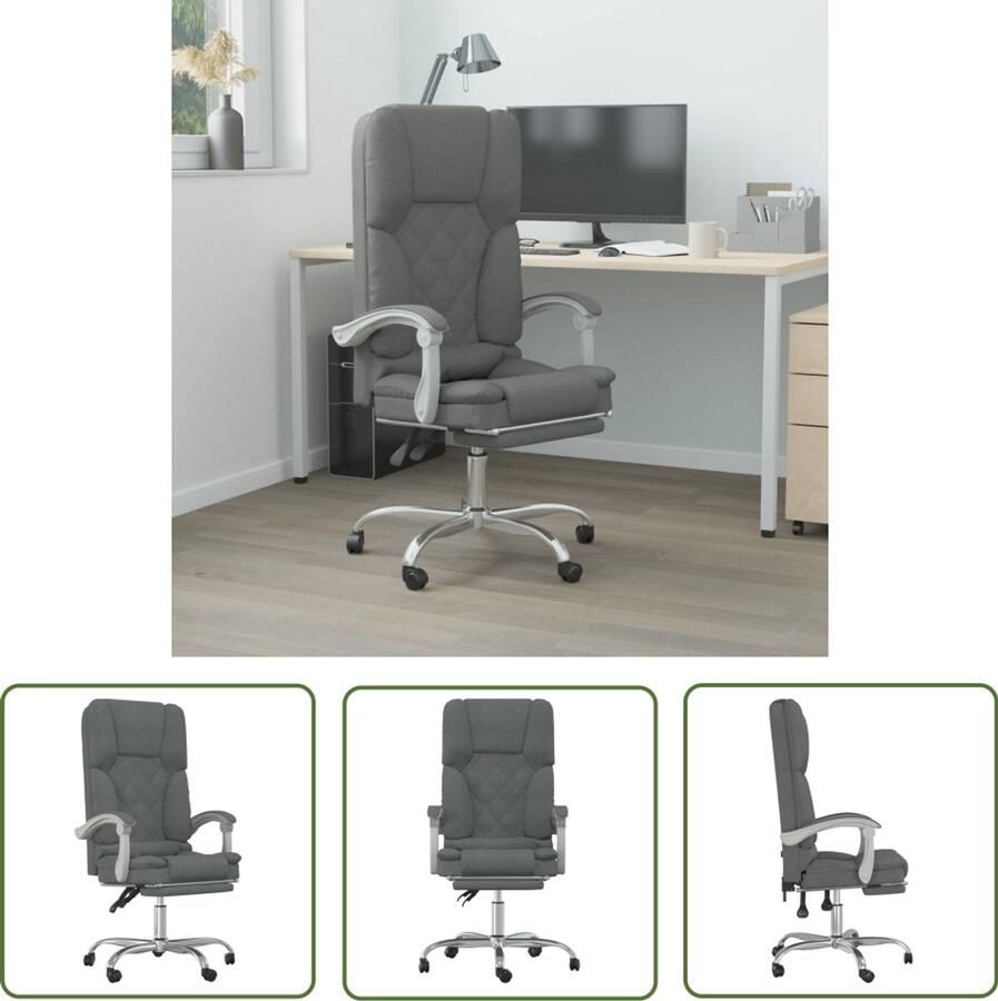 VidaXL Massage Kantoorstoel Verstelbaar Donkergrijs Kantoorstoel Bureaustoel Ergonomische Stoel Massage Functie Verstelbare Hoogte Donkere Grijze Stoel Comfortabele Stoel Thuiswerkplek Kantoor Meubilair