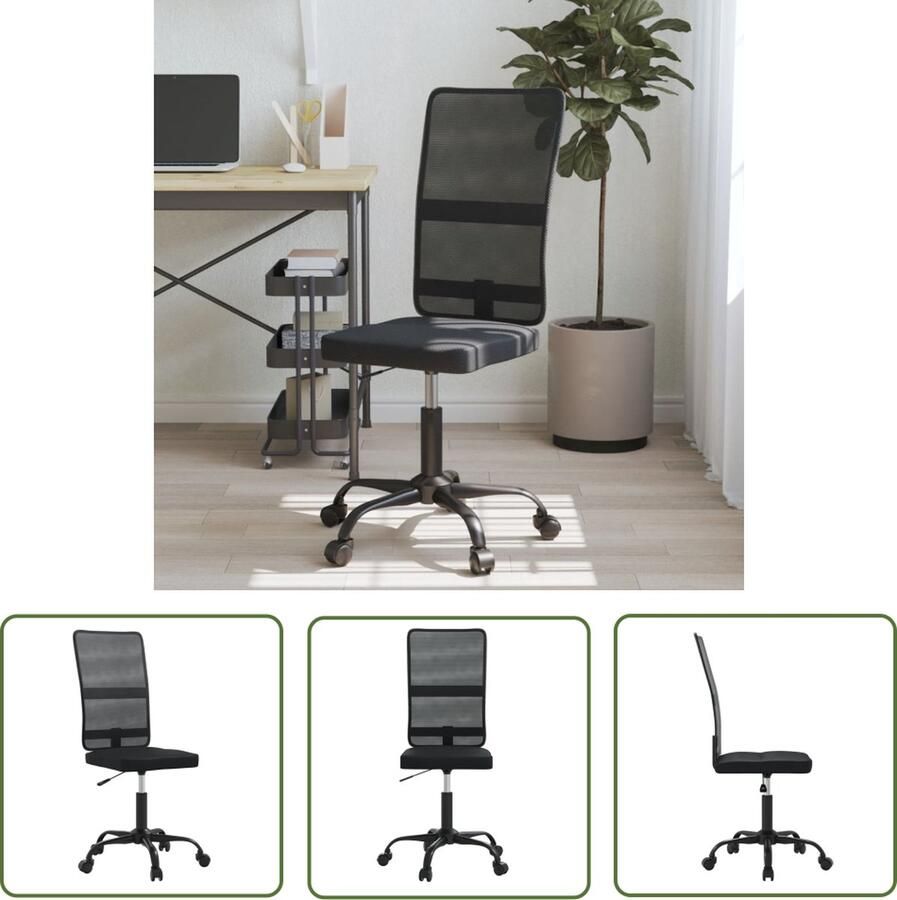 The Living Store Kantoorstoel Mesh Verstelbare hoogte 59 x 61 x 94-103 cm Zwart