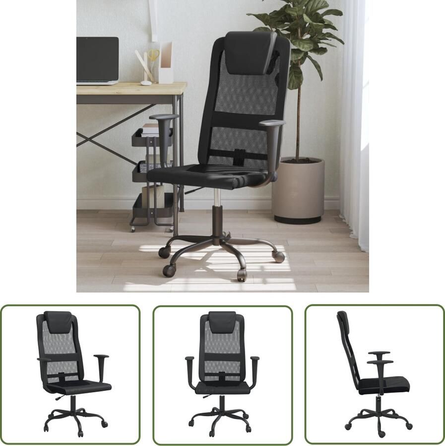 The Living Store Kantoorstoel Mesh Zwart 67x68x106-116cm Ademende stof Stevig frame Verstelbare hoogte Kantoorstoel Bureaustoel Mesh Stoel Ergonomische Stoel Adjustable Height Chair - Foto 2