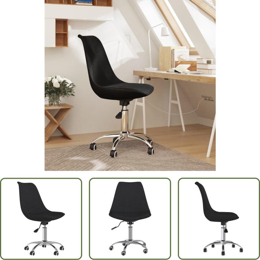 The Living Store Kantoorstoel Trendy Verstelbaar Draaibaar Zwarte Stof 48x58x(81-93)cm - Foto 2
