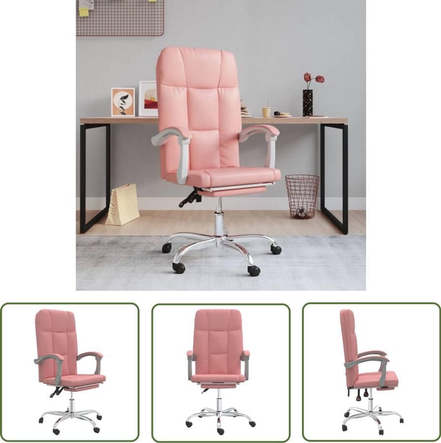 The Living Store Kantoorstoel verstelbaar kunstleer roze Kantoorstoel Bureaustoel Ergonomische Stoel Kunstleder Stoel Roze Stoel