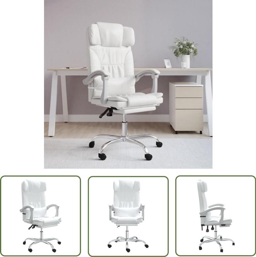 VidaXL Kantoorstoel Verstelbaar Kunstleer Wit Kantoormeubilair Bureaustoel Ergonomische Stoel Comfortabele Stoel Kunstlederen Stoel Witte Stoel Verstelbare Stoel Home Office Werkkamer Computerstoelen