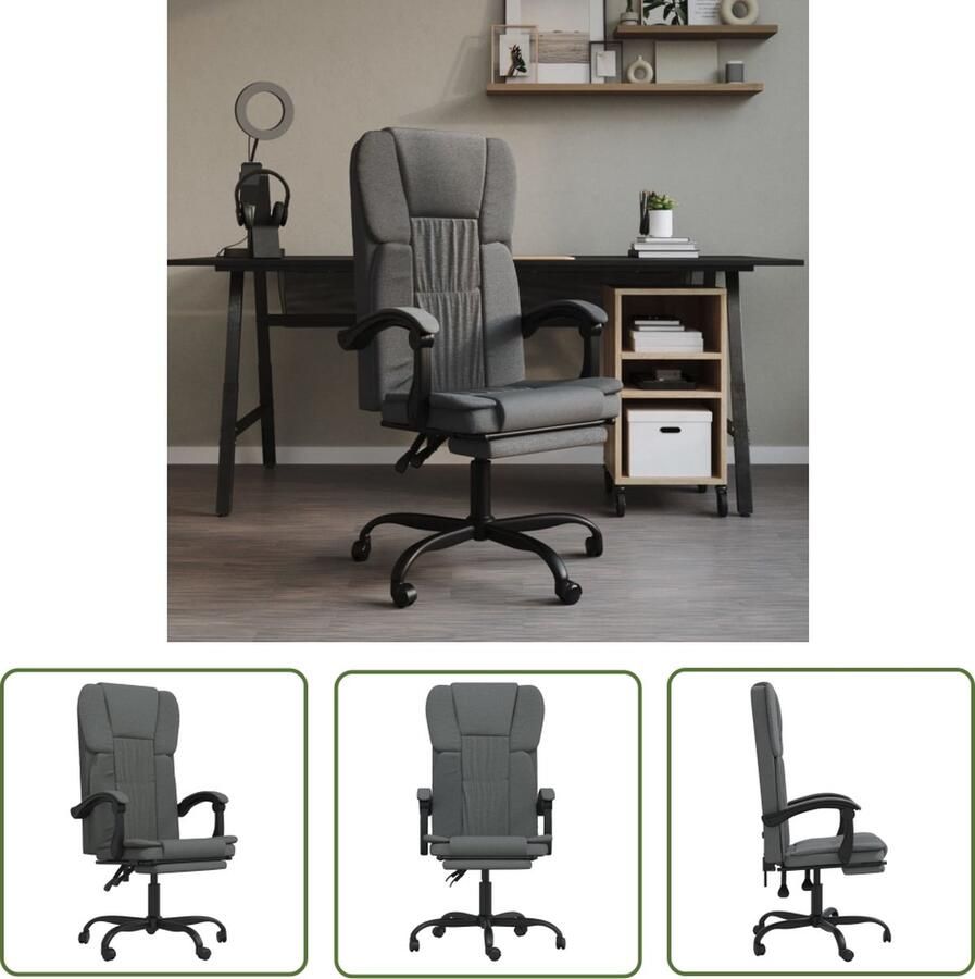 The Living Store Bureaustoel Verstelbaar donkergrijs 63x56x122 cm trendy en comfortabel Kantoorstoel Bureaustoel Ergonomische Stoel Grijs Verstelbare Stoel - Foto 6