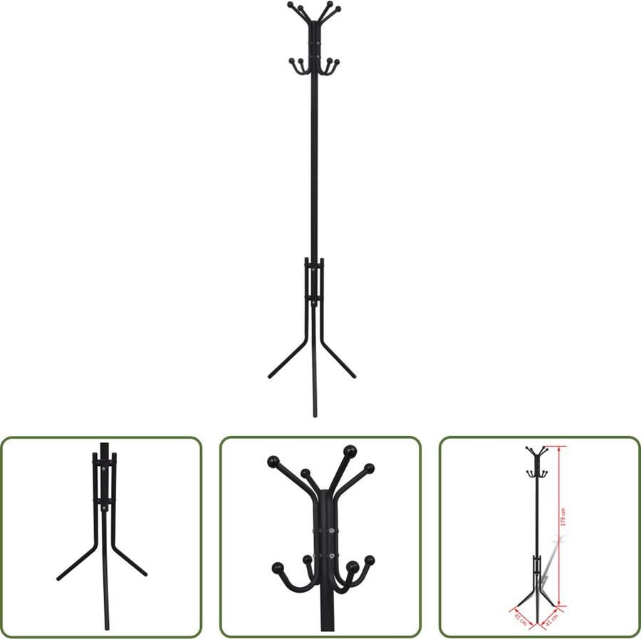 The Living Store Kapstok metaal zwart Klassieke Kapstok Zwarte Kapstok Metalen Kapstok Wandkapstok Entreehal Decoratie