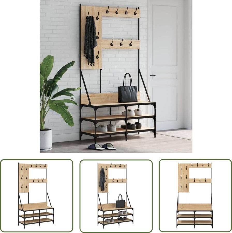 The Living Store Kapstok Sonoma Eiken Kledingrek 100x40x184 cm Mouleerbare Kapstok