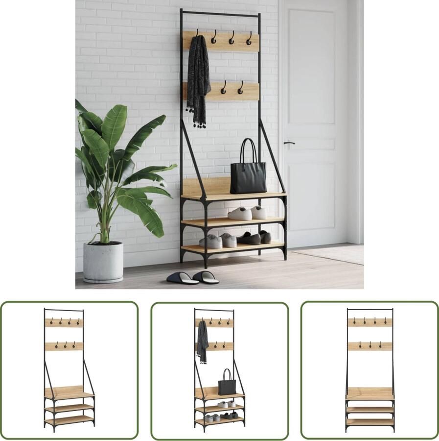 The Living Store Kapstok Sonoma Eiken Kledingrek 72 x 34 x 184 cm Duurzaam