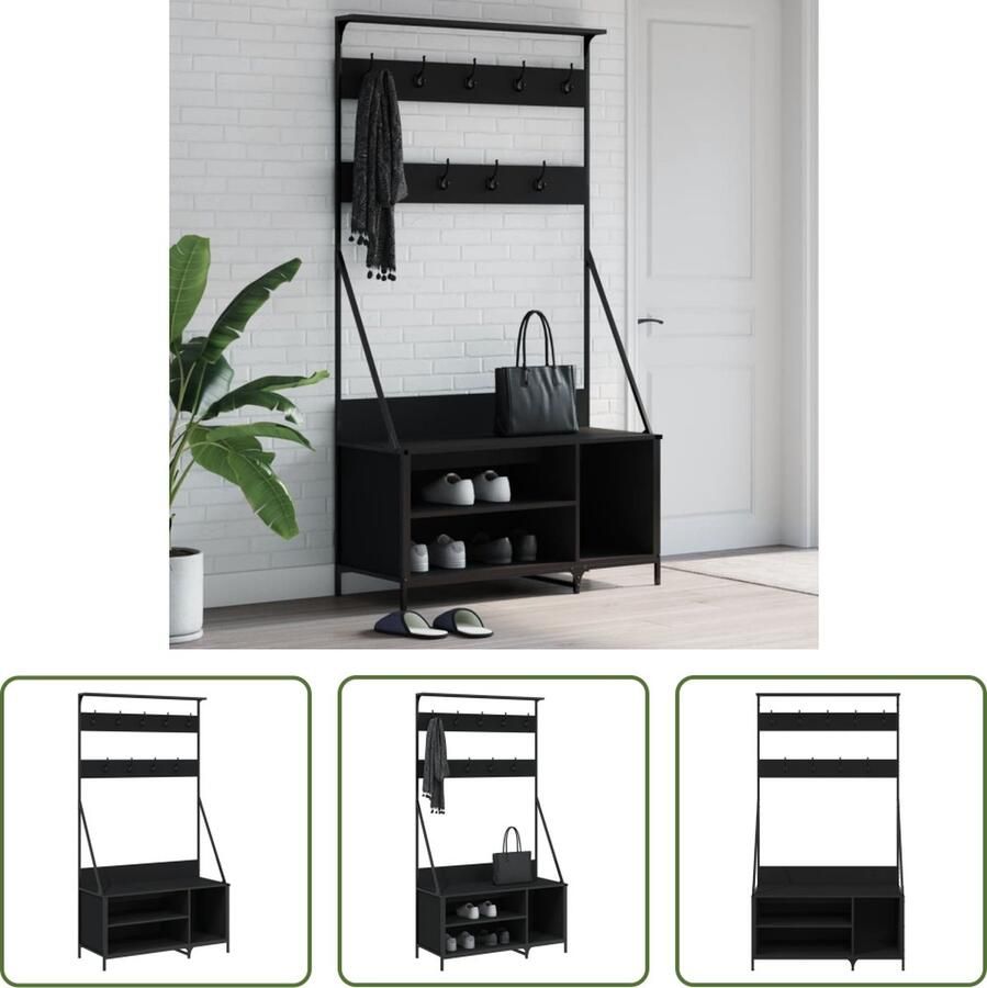 The Living Store Kapstok Vrijstaand Kledingrek 100 x 41 x 184 cm Duurzaam Hout Kledingrek Kapstok Houten Kledingrek Vrijestaande Kapstok Garderobe - Foto 2