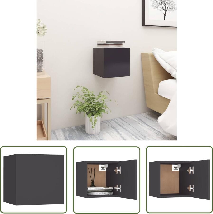 The Living Store Kastje Meubel 30.5 x 30 x 30 cm Deur links of rechts Grijs Nachtkastje Salontafel Tv Tafel Meubilair Kastje - Foto 2