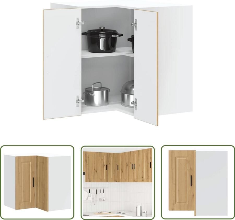 The Living Store Keuken hoekkast Porto bewerkt hout artisanaal eikenkleur Keukenhoekkast Winkelkasten Opslagruimte Houten Keuken Eiken Meubels