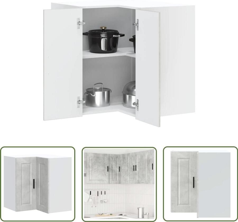 The Living Store Keuken hoekkast Porto bewerkt hout betongrijs Keukenhoekkast Opbergkast Keuken Keukeninrichting Houten Keukenkast Betonnen Grijze Keuken